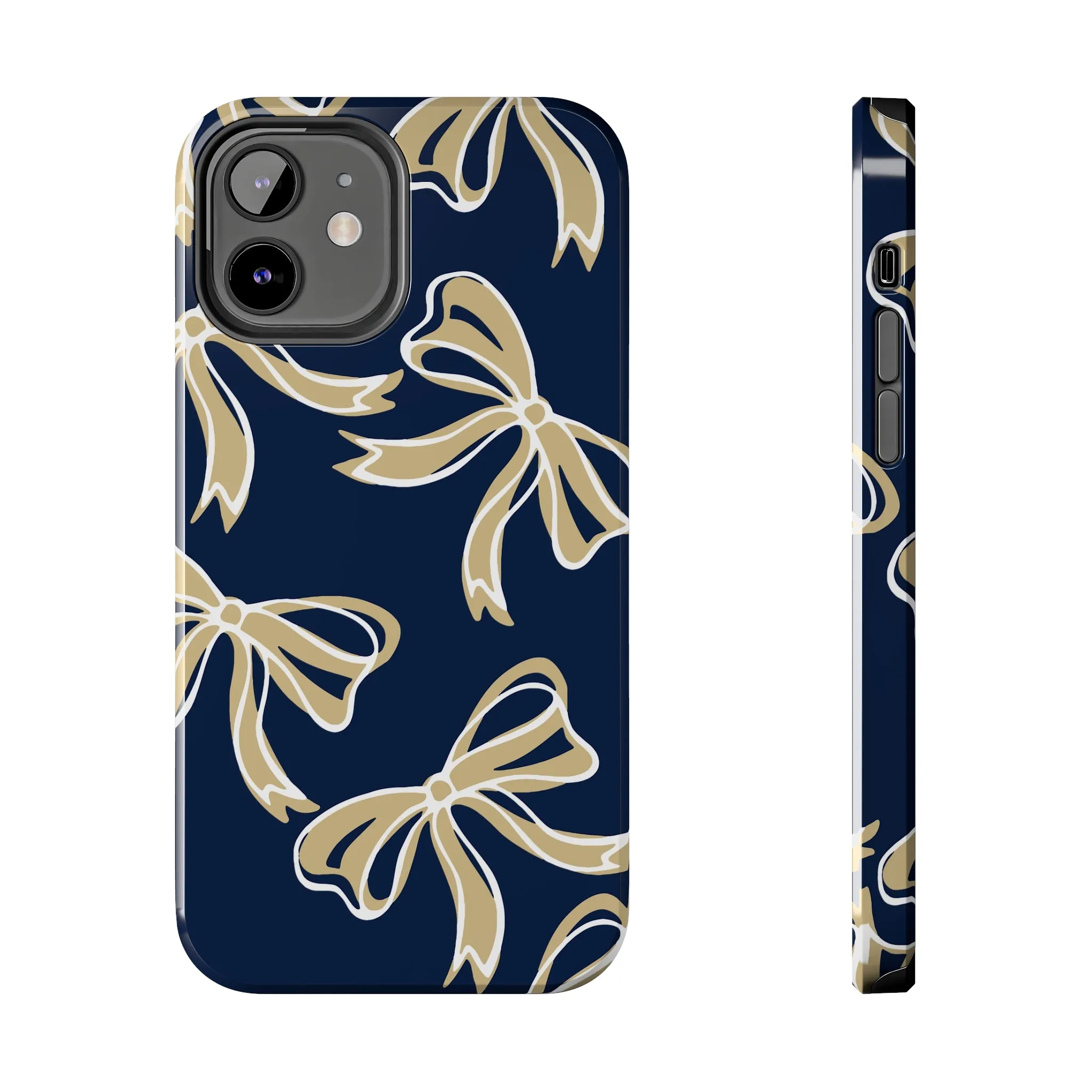 Trendy Bow Phone Case, Bed Party Bow Iphone case, Bow Phone Case, College Case, Bow Gifts, Navy and Gold, GW University, Bow Aesthetic