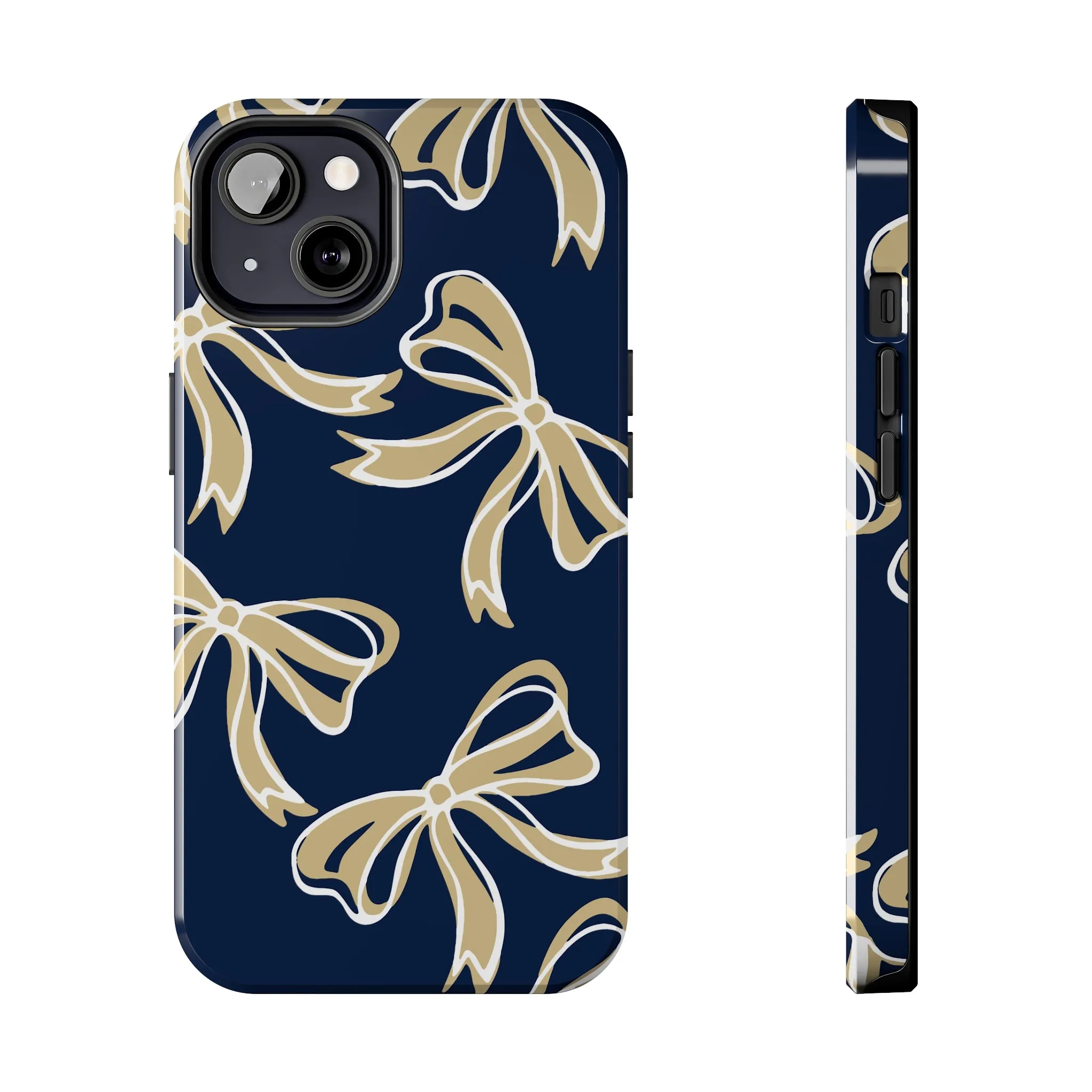 Trendy Bow Phone Case, Bed Party Bow Iphone case, Bow Phone Case, College Case, Bow Gifts, Navy and Gold, GW University, Bow Aesthetic