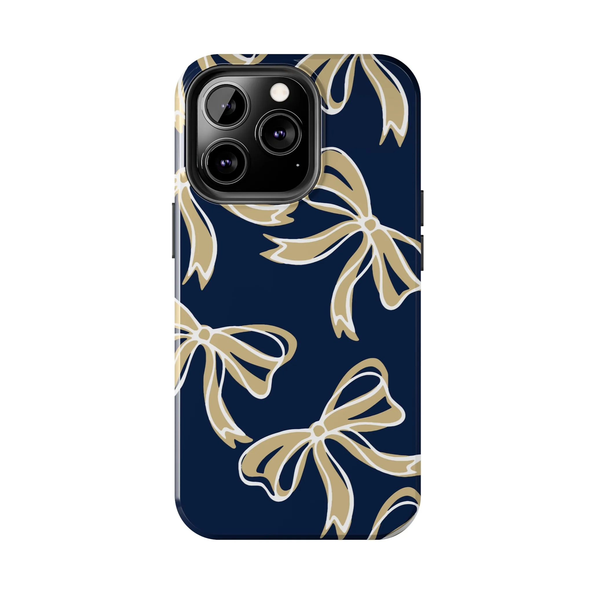 Trendy Bow Phone Case, Bed Party Bow Iphone case, Bow Phone Case, College Case, Bow Gifts, Navy and Gold, GW University, Bow Aesthetic