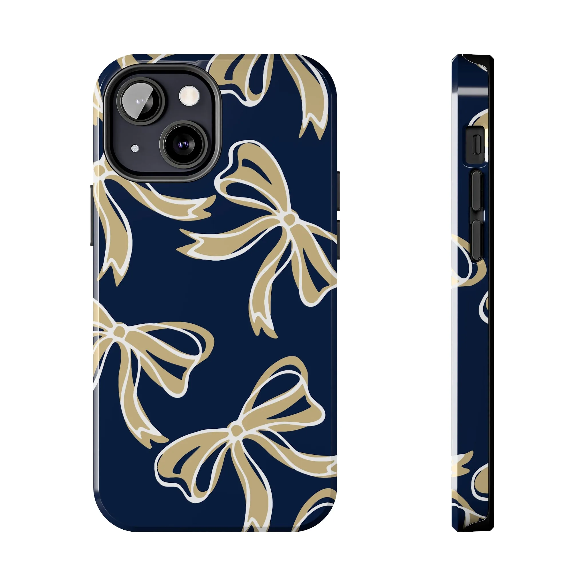 Trendy Bow Phone Case, Bed Party Bow Iphone case, Bow Phone Case, College Case, Bow Gifts, Navy and Gold, GW University, Bow Aesthetic