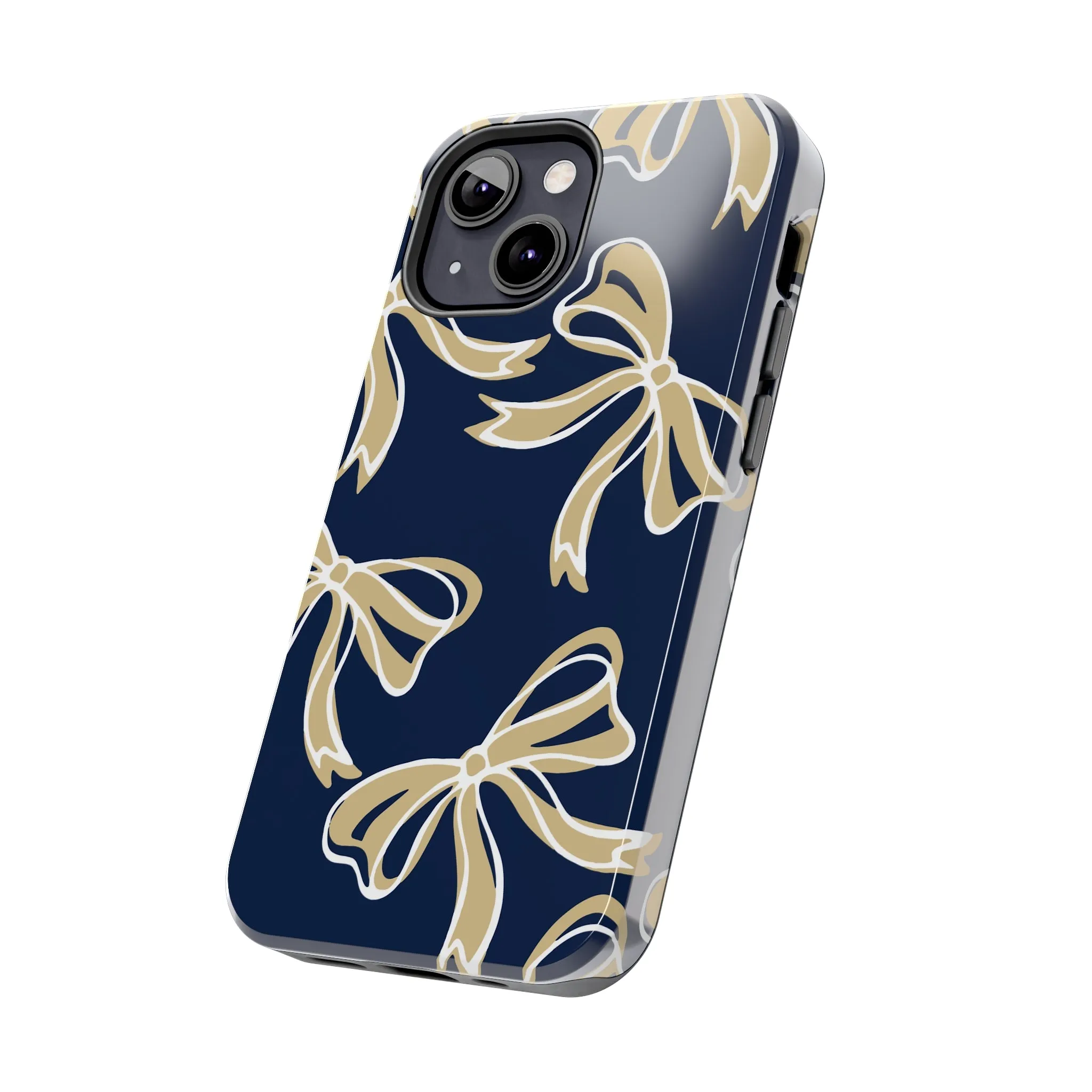 Trendy Bow Phone Case, Bed Party Bow Iphone case, Bow Phone Case, College Case, Bow Gifts, Navy and Gold, GW University, Bow Aesthetic