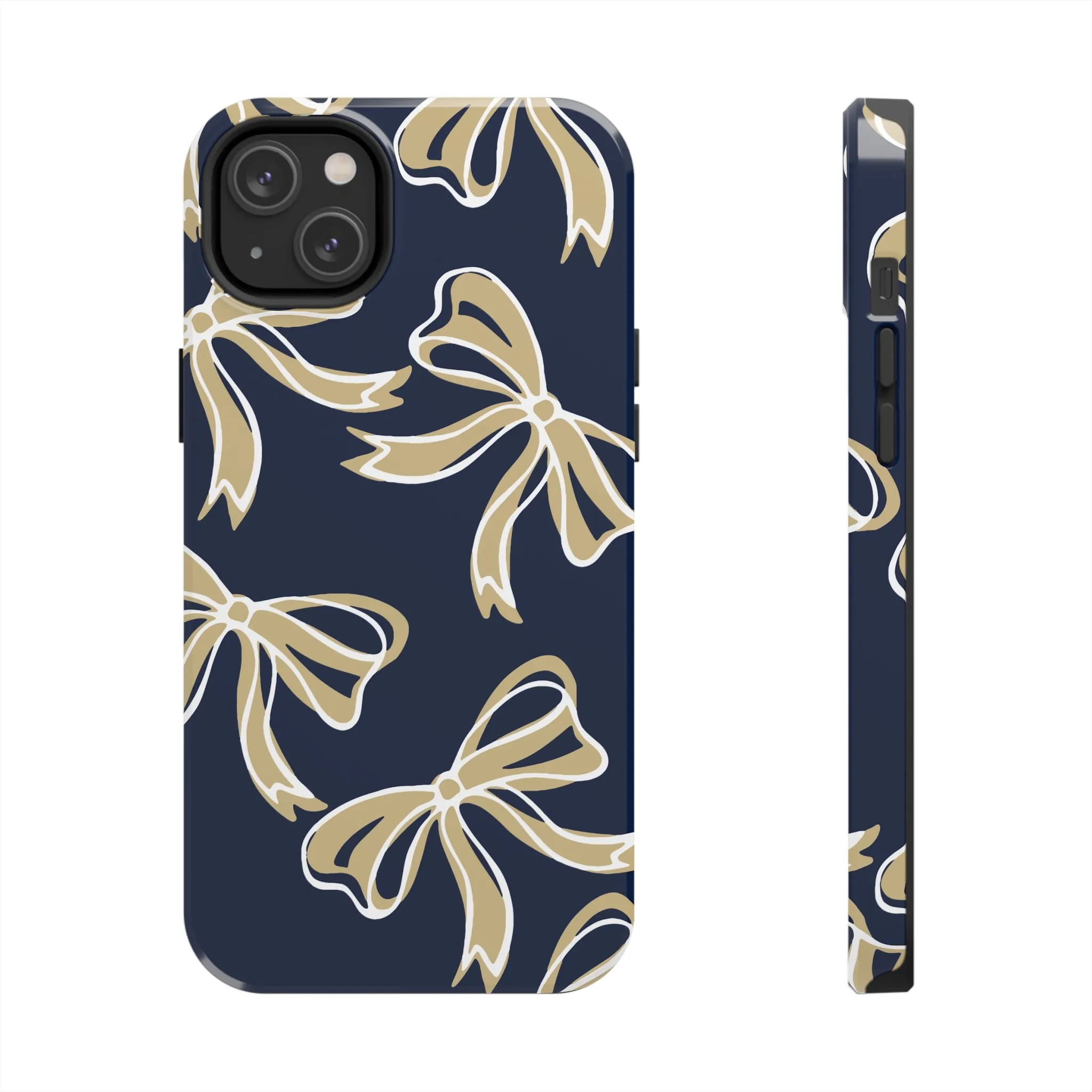 Trendy Bow Phone Case, Bed Party Bow Iphone case, Bow Phone Case, College Case, Bow Gifts, Navy and Gold, GW University, Bow Aesthetic