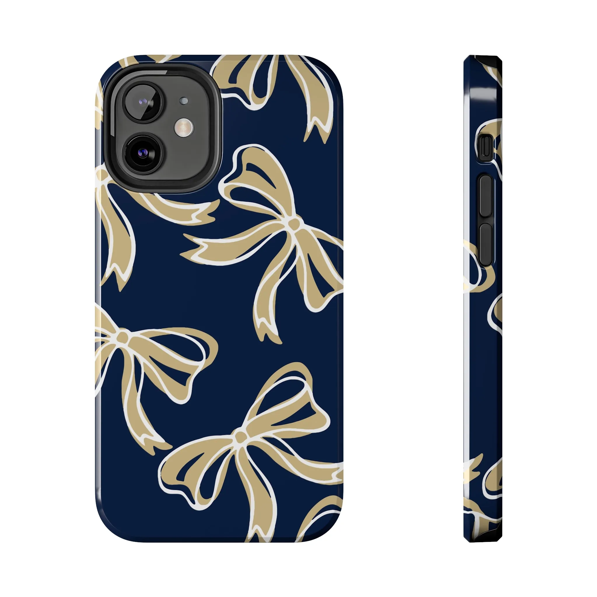 Trendy Bow Phone Case, Bed Party Bow Iphone case, Bow Phone Case, College Case, Bow Gifts, Navy and Gold, GW University, Bow Aesthetic