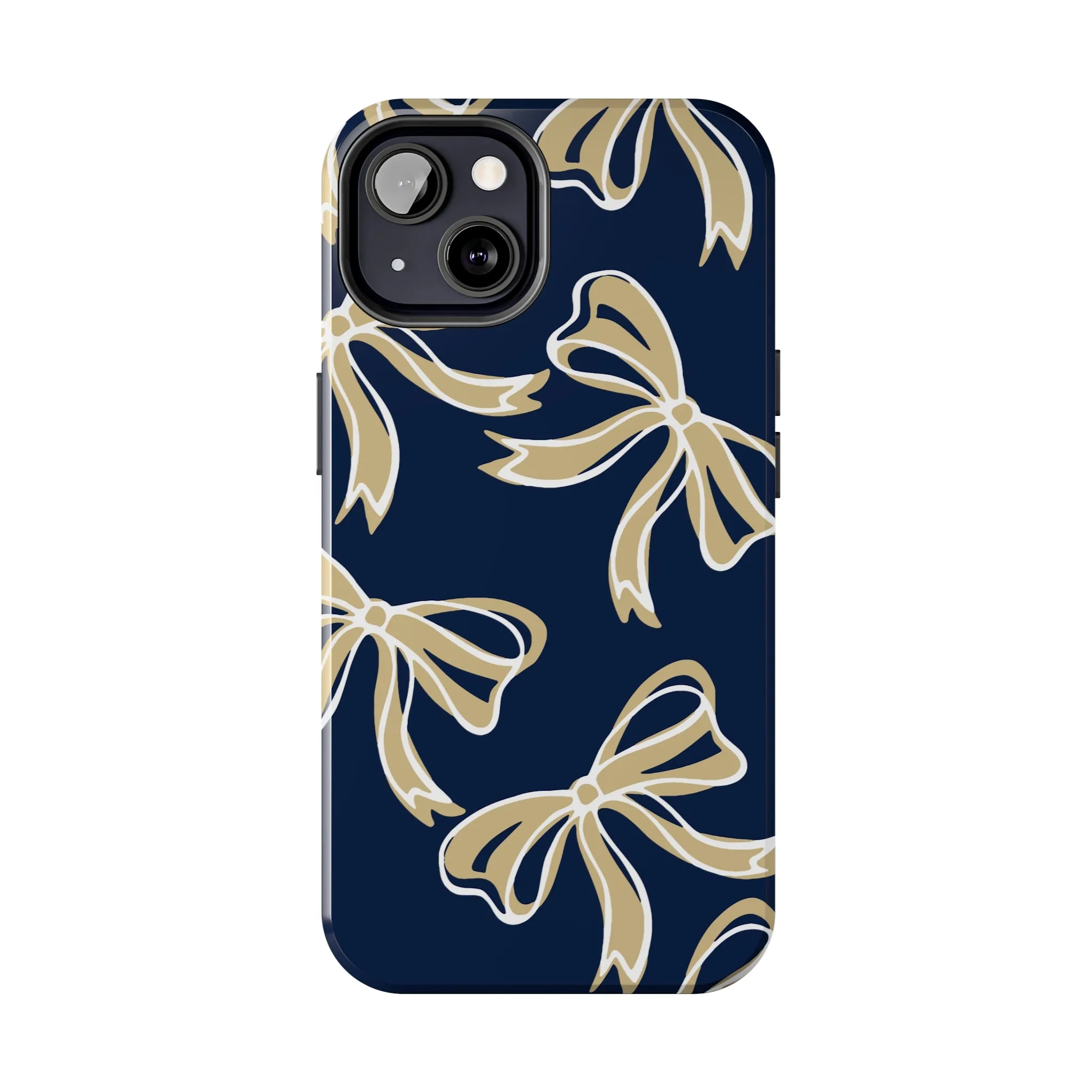 Trendy Bow Phone Case, Bed Party Bow Iphone case, Bow Phone Case, College Case, Bow Gifts, Navy and Gold, GW University, Bow Aesthetic