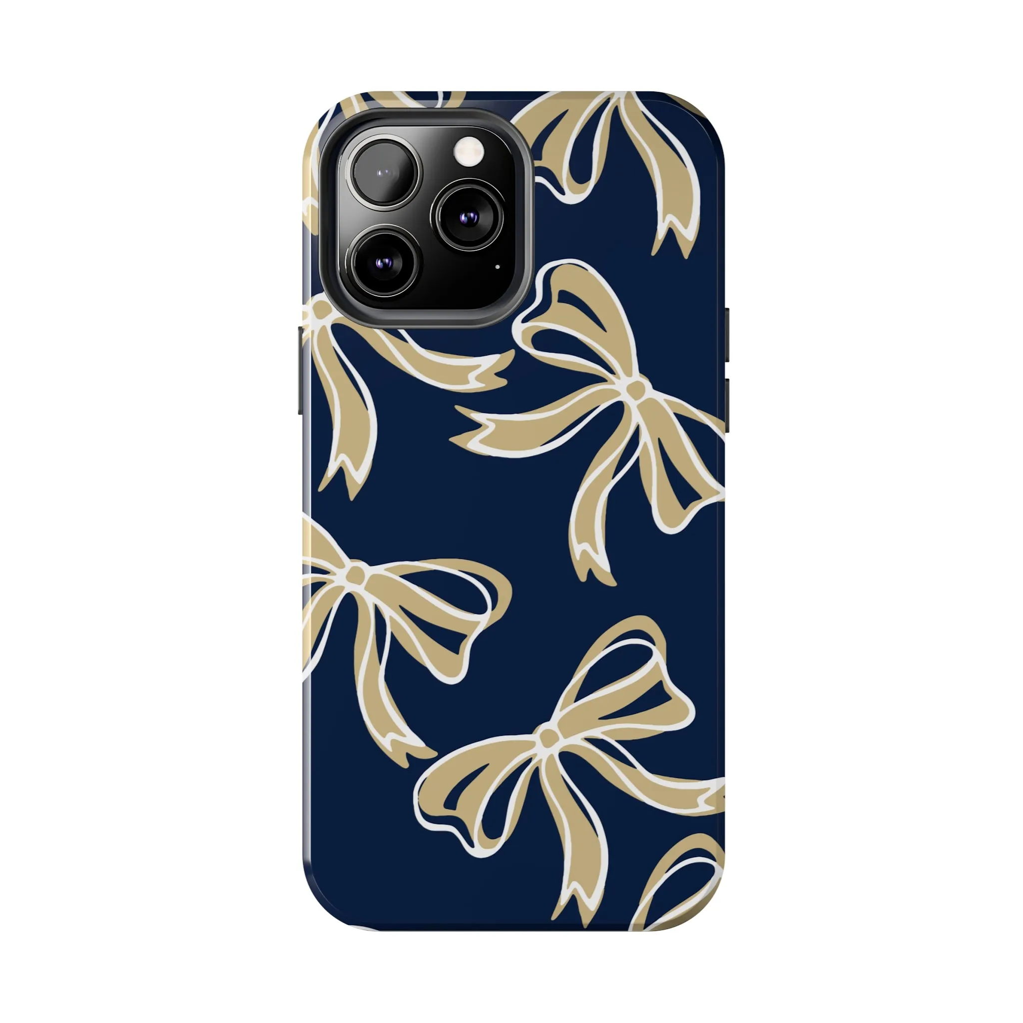 Trendy Bow Phone Case, Bed Party Bow Iphone case, Bow Phone Case, College Case, Bow Gifts, Navy and Gold, GW University, Bow Aesthetic