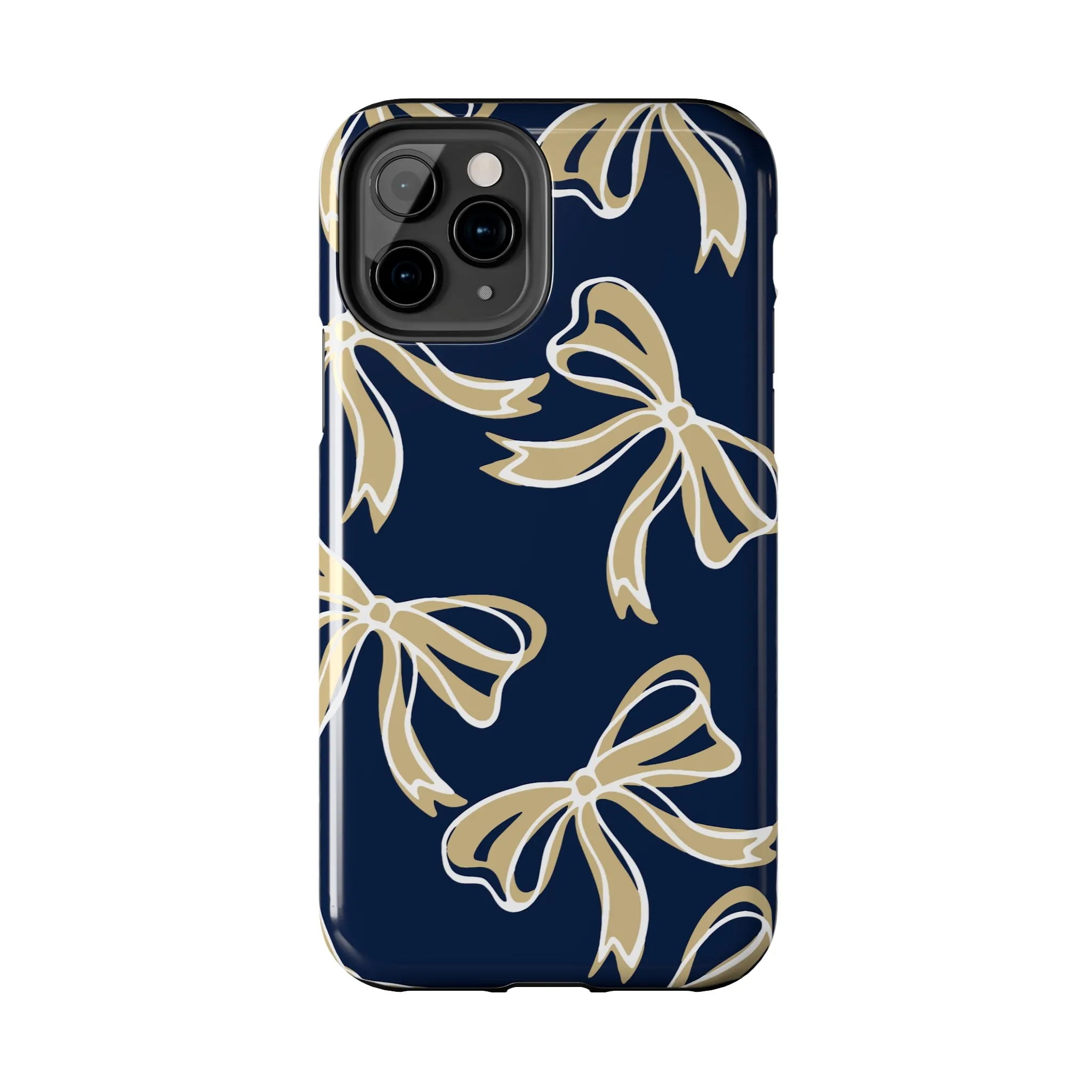 Trendy Bow Phone Case, Bed Party Bow Iphone case, Bow Phone Case, College Case, Bow Gifts, Navy and Gold, GW University, Bow Aesthetic