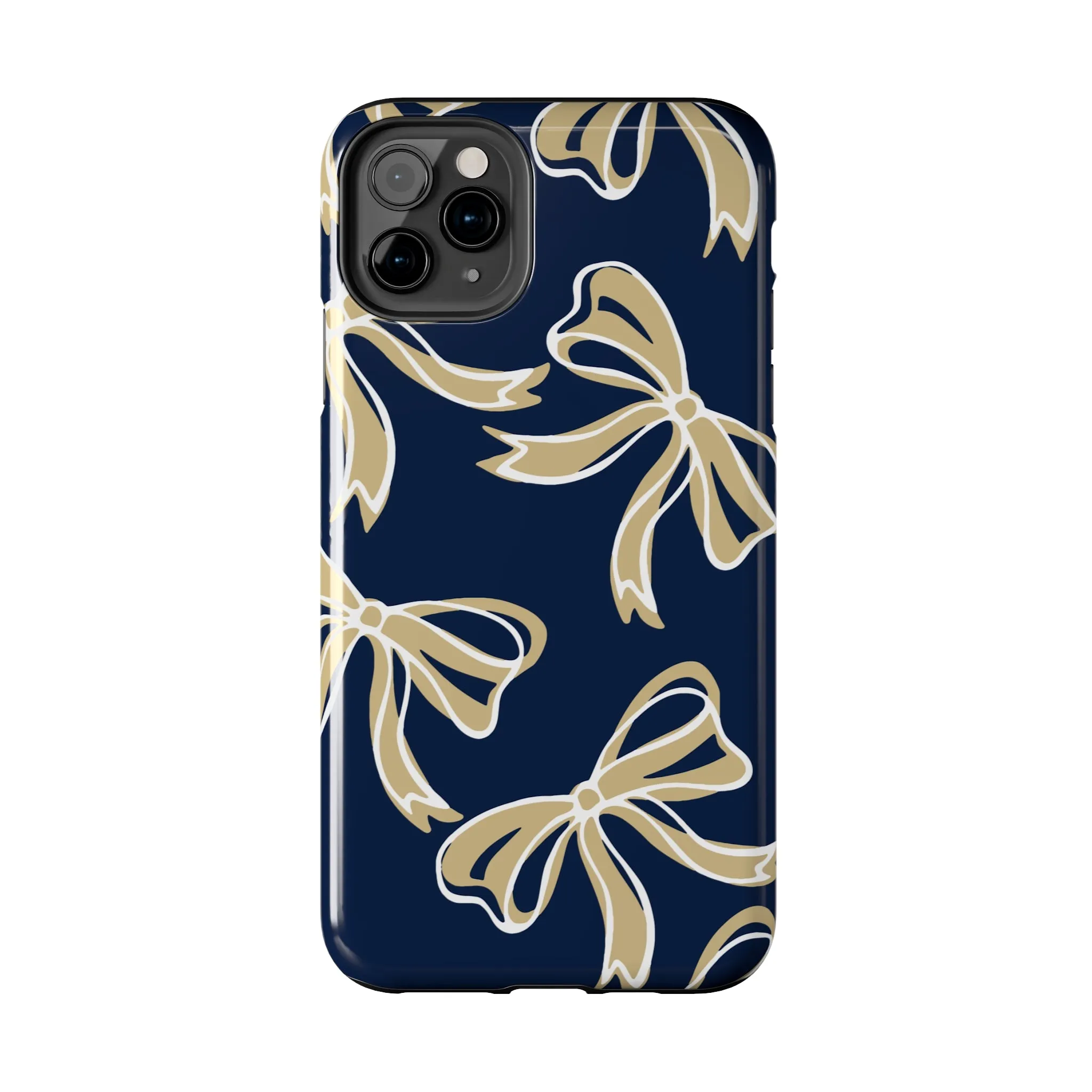 Trendy Bow Phone Case, Bed Party Bow Iphone case, Bow Phone Case, College Case, Bow Gifts, Navy and Gold, GW University, Bow Aesthetic