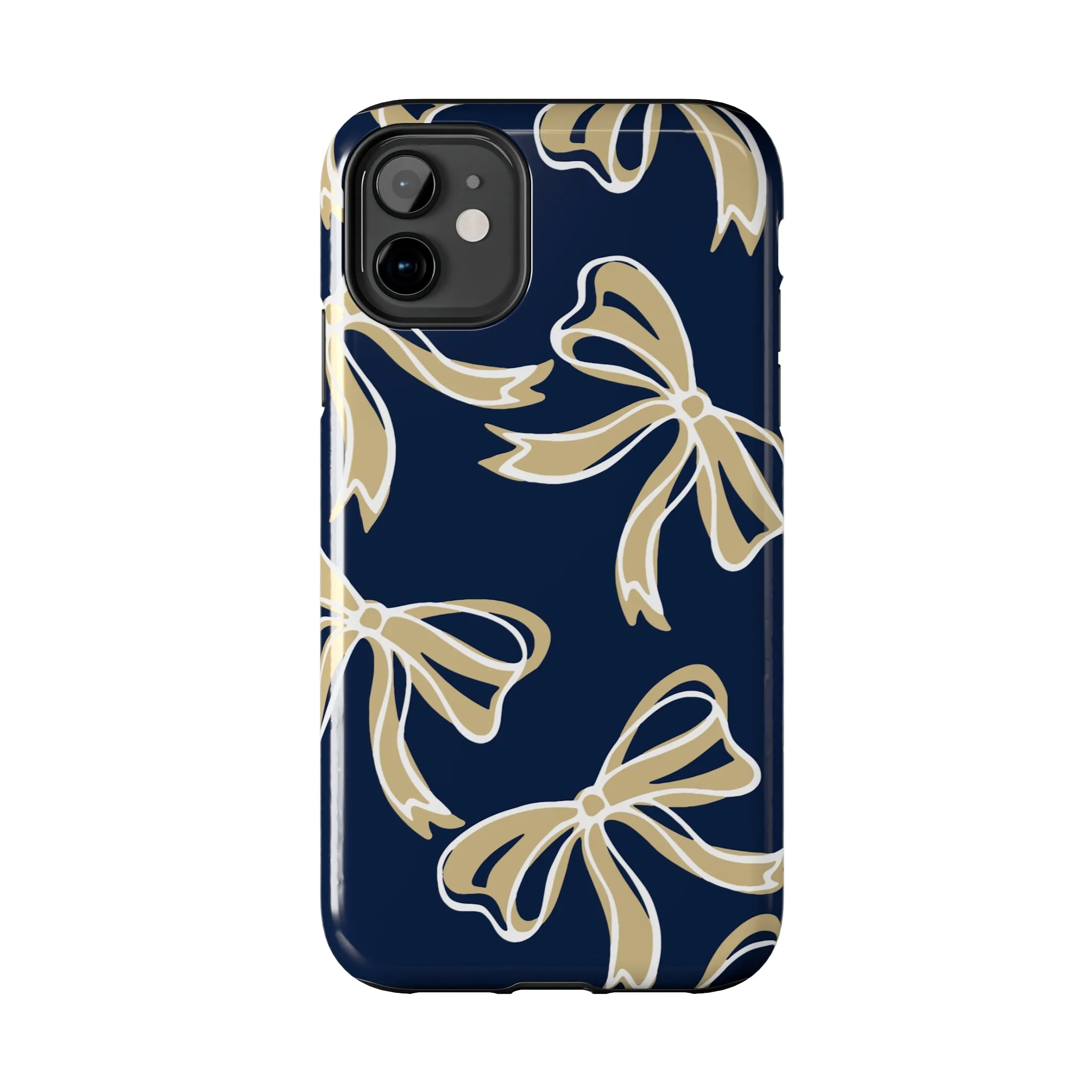 Trendy Bow Phone Case, Bed Party Bow Iphone case, Bow Phone Case, College Case, Bow Gifts, Navy and Gold, GW University, Bow Aesthetic