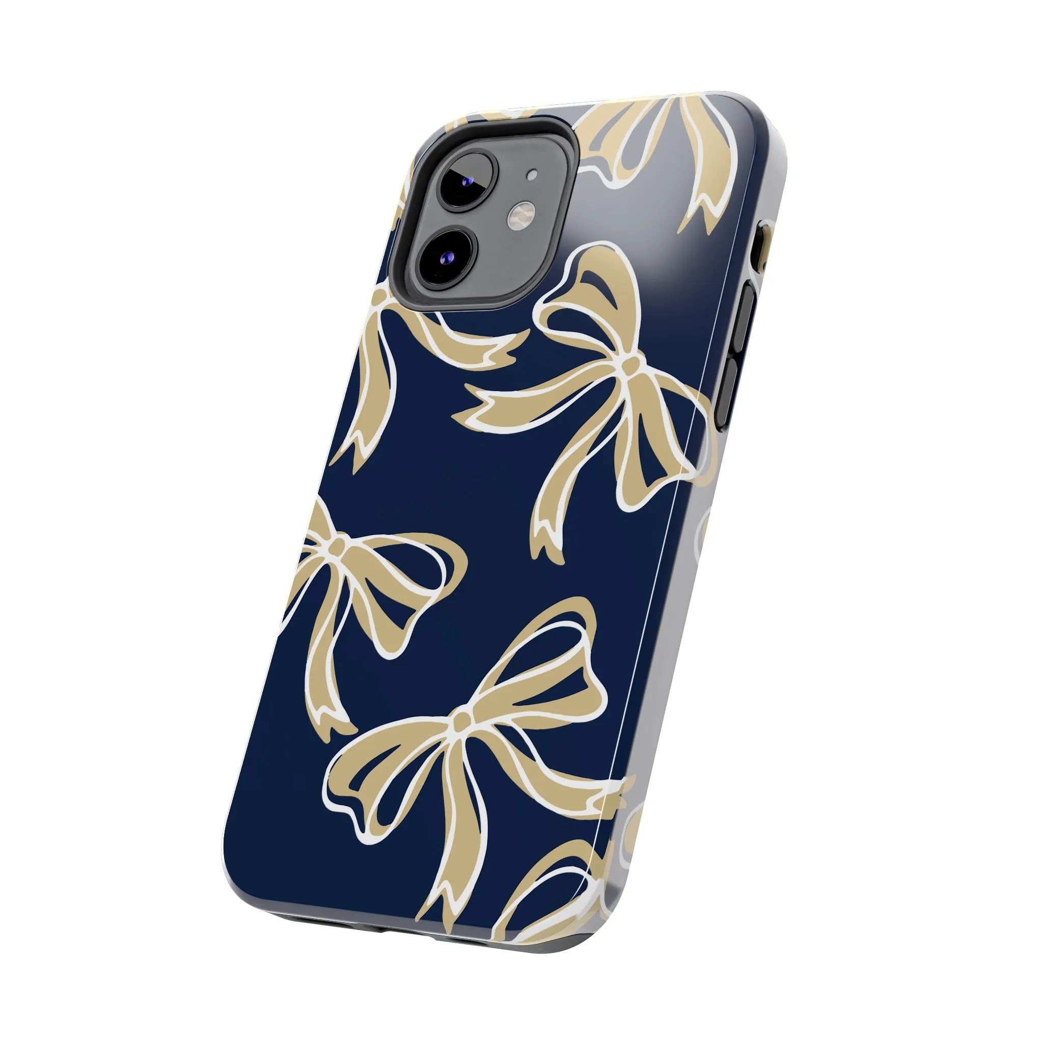 Trendy Bow Phone Case, Bed Party Bow Iphone case, Bow Phone Case, College Case, Bow Gifts, Navy and Gold, GW University, Bow Aesthetic