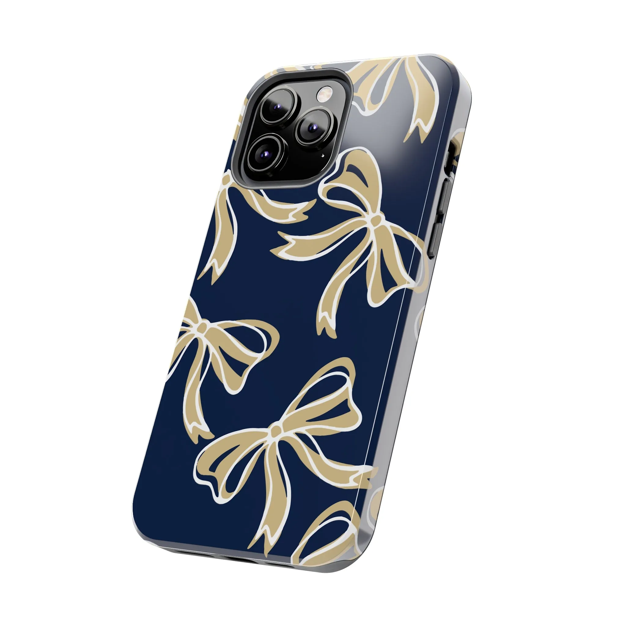 Trendy Bow Phone Case, Bed Party Bow Iphone case, Bow Phone Case, College Case, Bow Gifts, Navy and Gold, GW University, Bow Aesthetic