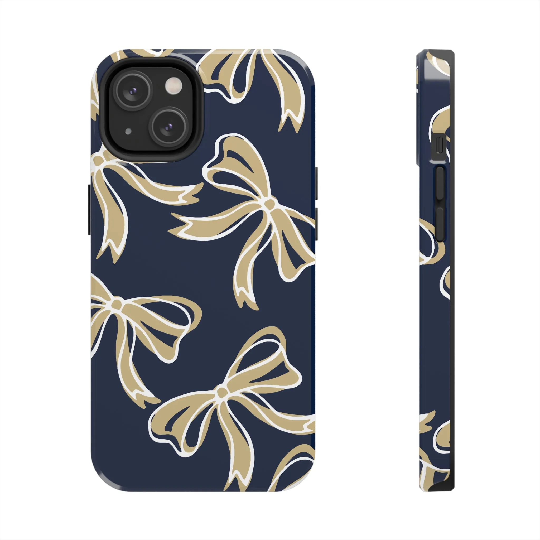 Trendy Bow Phone Case, Bed Party Bow Iphone case, Bow Phone Case, College Case, Bow Gifts, Navy and Gold, GW University, Bow Aesthetic