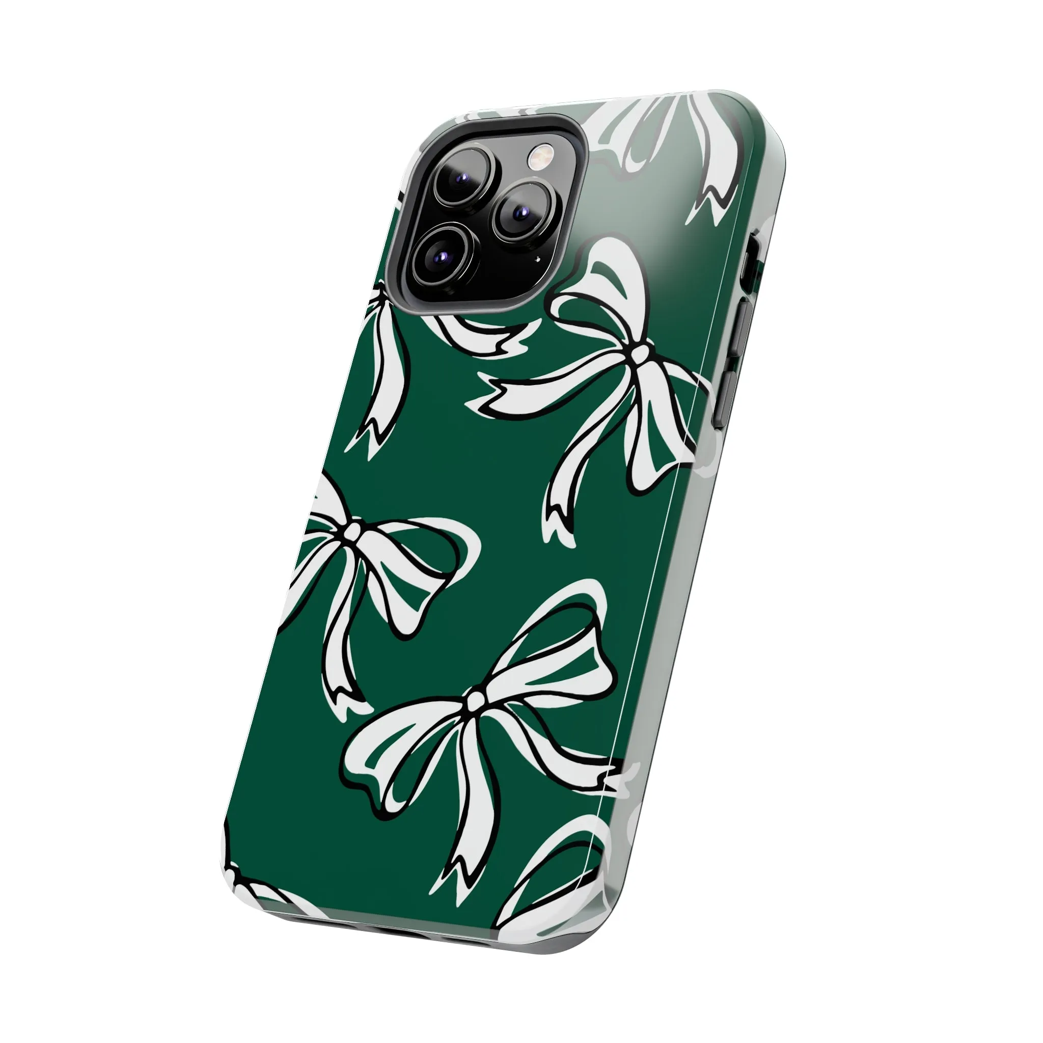 Trendy Bow Phone Case, Bed Party Bow Iphone case, Bow Phone Case, - Michigan State, Spartans, BING, green and white