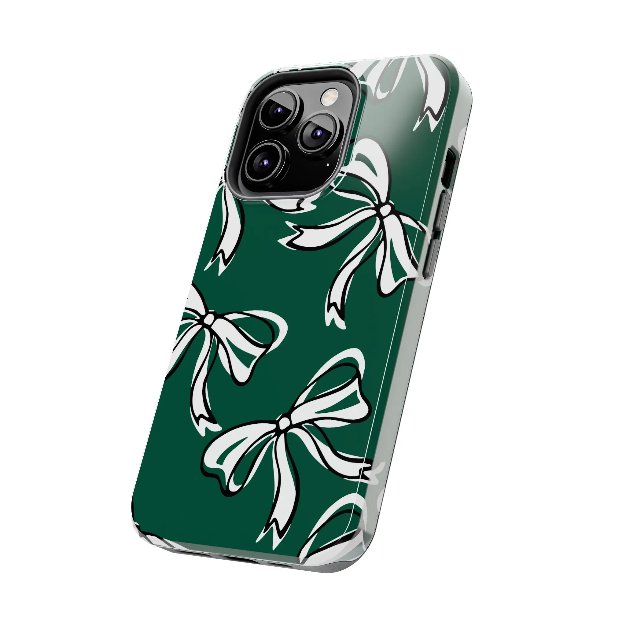 Trendy Bow Phone Case, Bed Party Bow Iphone case, Bow Phone Case, - Michigan State, Spartans, BING, green and white