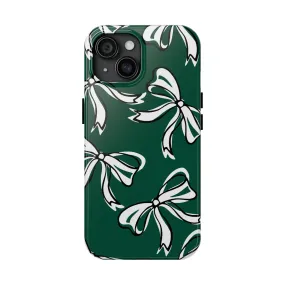 Trendy Bow Phone Case, Bed Party Bow Iphone case, Bow Phone Case, - Michigan State, Spartans, BING, green and white