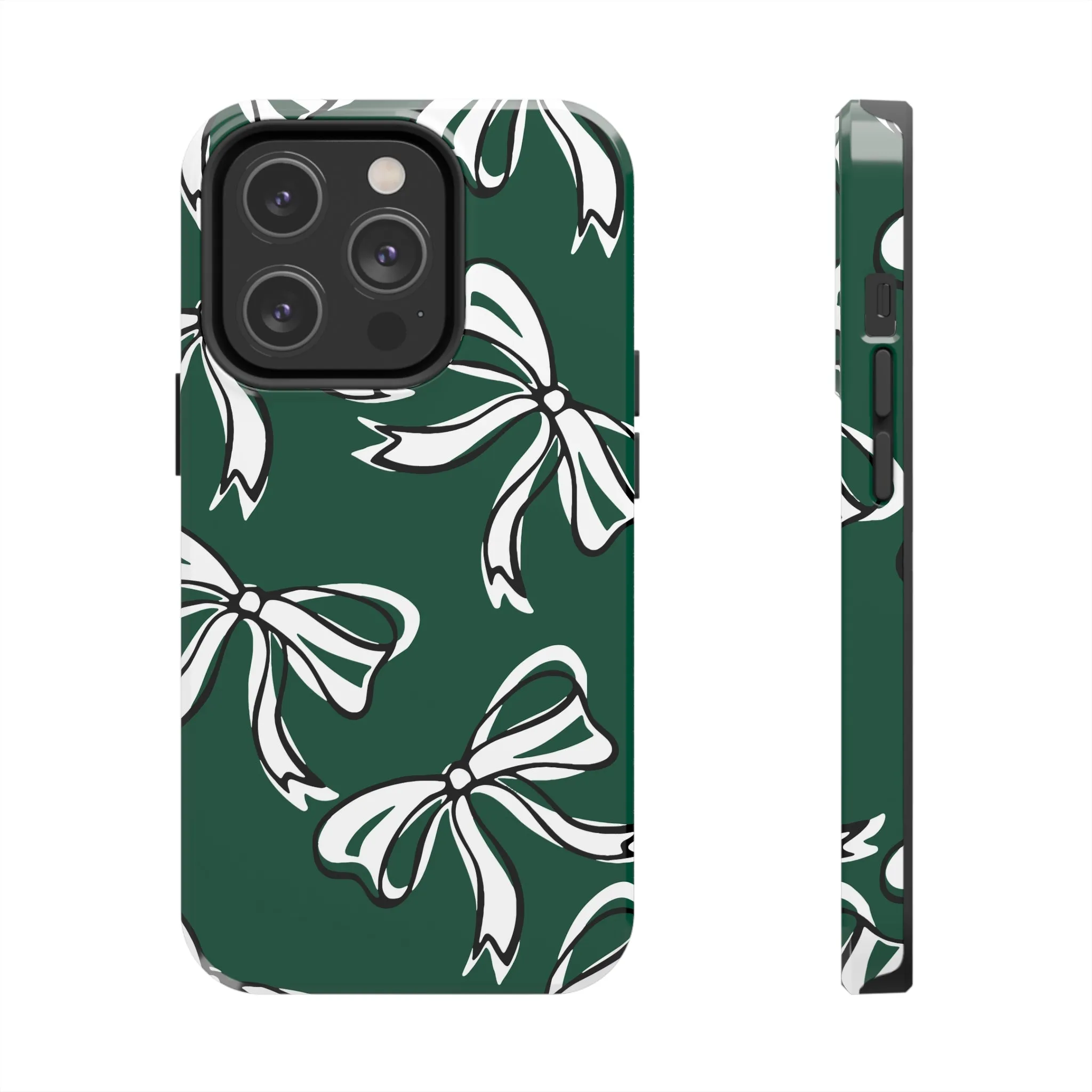 Trendy Bow Phone Case, Bed Party Bow Iphone case, Bow Phone Case, - Michigan State, Spartans, BING, green and white