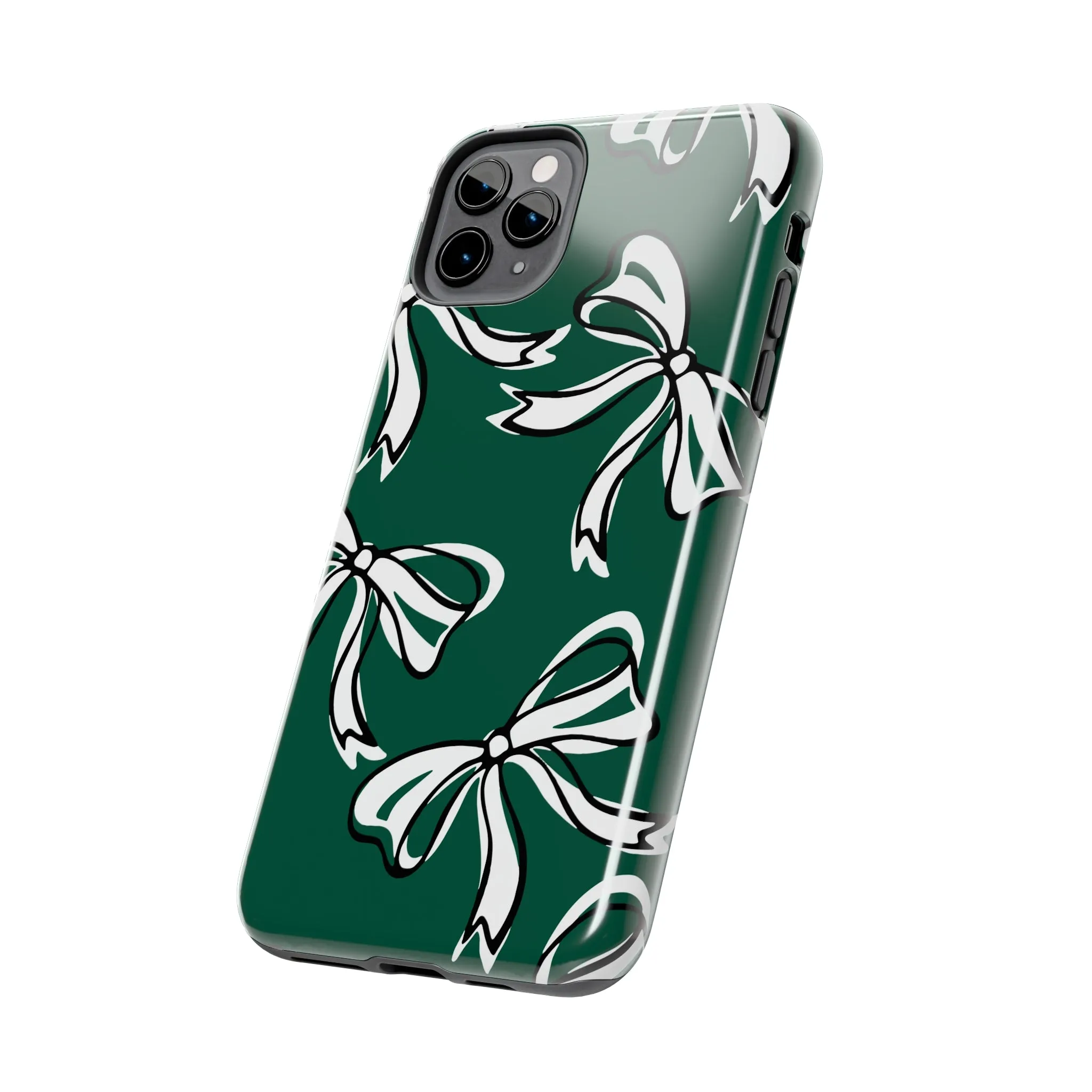 Trendy Bow Phone Case, Bed Party Bow Iphone case, Bow Phone Case, - Michigan State, Spartans, BING, green and white