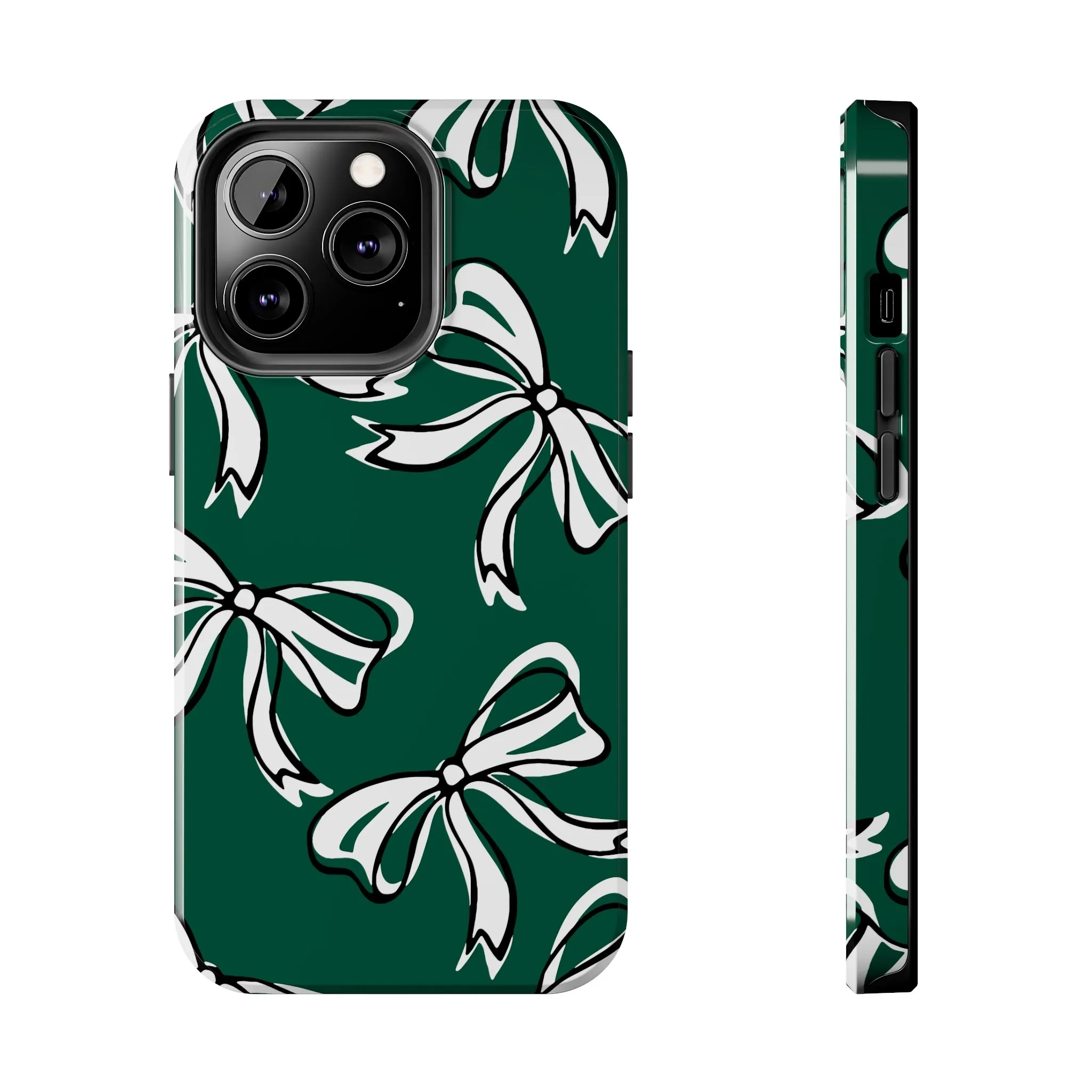 Trendy Bow Phone Case, Bed Party Bow Iphone case, Bow Phone Case, - Michigan State, Spartans, BING, green and white