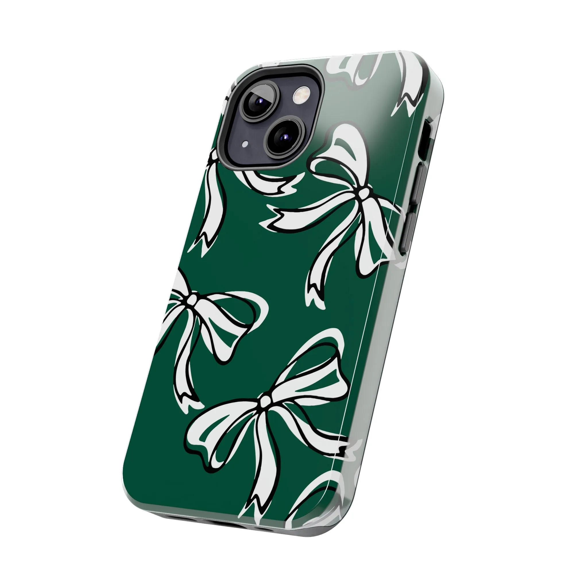 Trendy Bow Phone Case, Bed Party Bow Iphone case, Bow Phone Case, - Michigan State, Spartans, BING, green and white