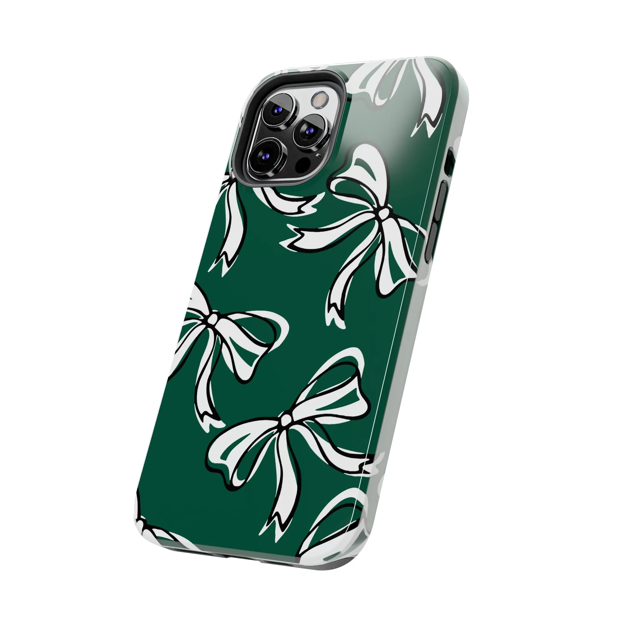 Trendy Bow Phone Case, Bed Party Bow Iphone case, Bow Phone Case, - Michigan State, Spartans, BING, green and white