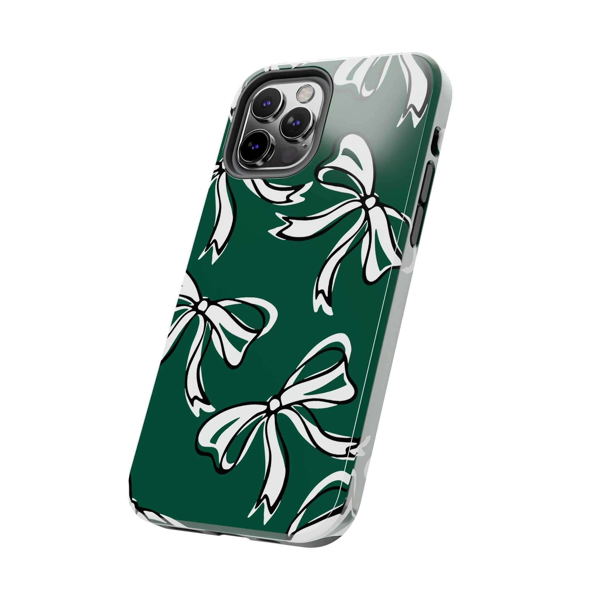 Trendy Bow Phone Case, Bed Party Bow Iphone case, Bow Phone Case, - Michigan State, Spartans, BING, green and white