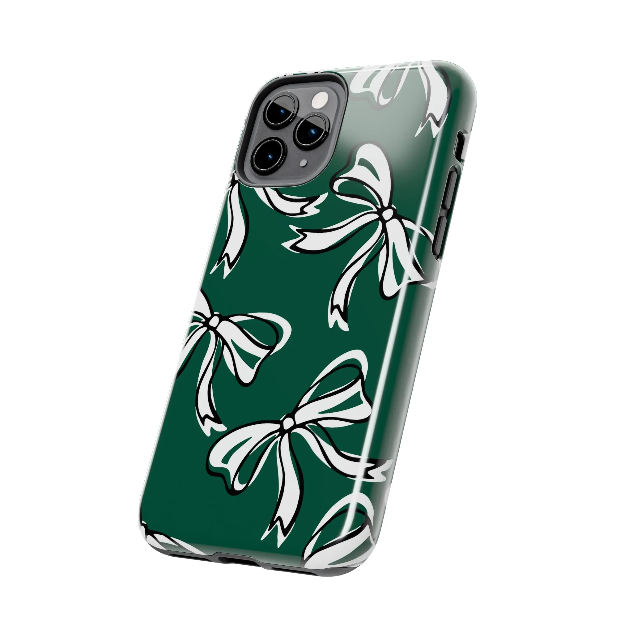 Trendy Bow Phone Case, Bed Party Bow Iphone case, Bow Phone Case, - Michigan State, Spartans, BING, green and white