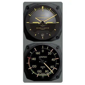 Trintec - Vintage Artificial Horizon /Airspeed Clock & Thermometer Set (°F or °C) | 9063V/9061VF