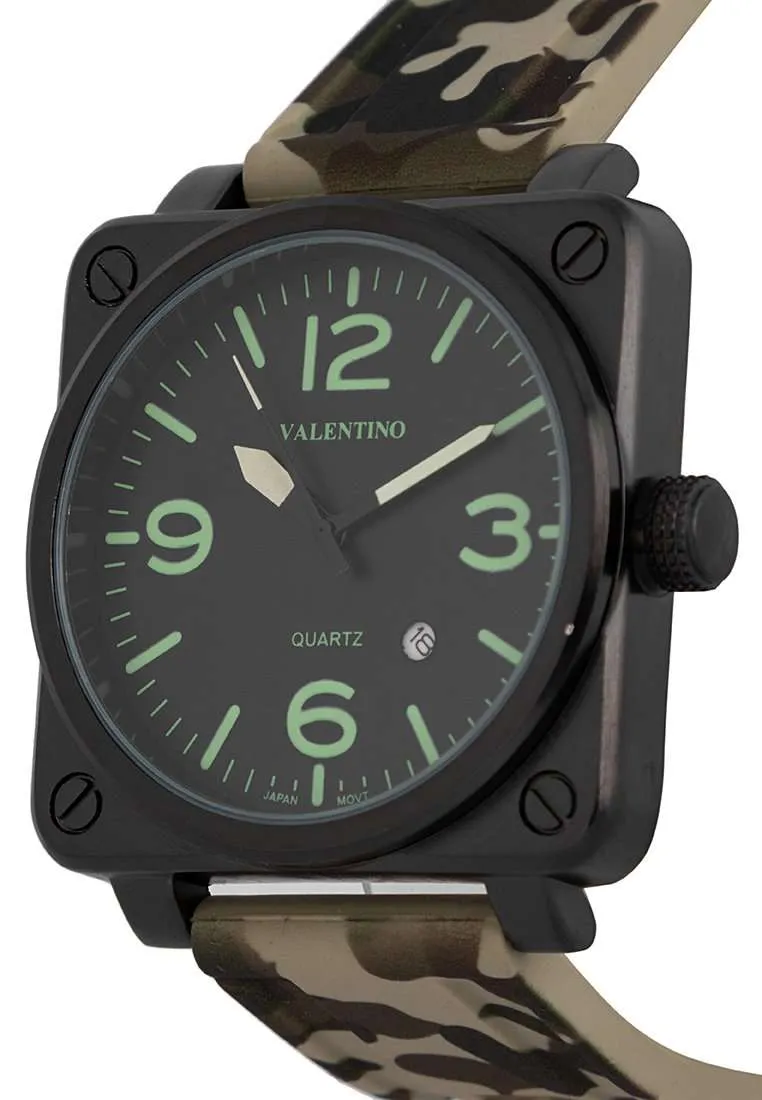 Valentino 20122292-GREEN CAMOU-LUMI INDEX Rubber Strap for Men