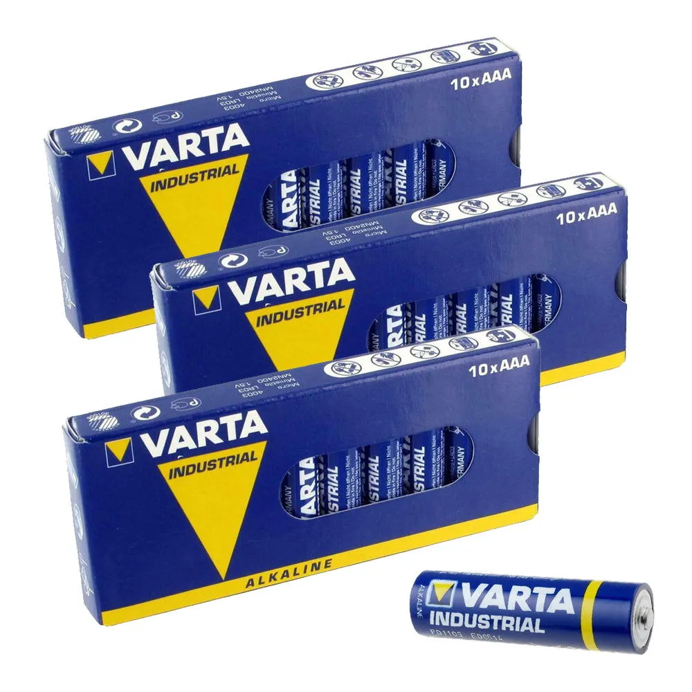 Varta AAA Industrial Alkaline Batteries LR03, 4003 Long Expiry - All Packs