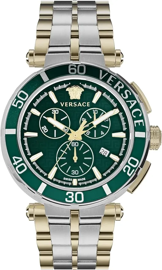 Versace Men's Watch 45mm Greca Chronograph Green VE3L00422