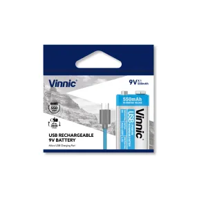 Vinnic USB Rechargeable Battery 9V (1-Pack)