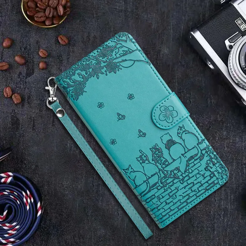 Wallet Cat Embossed Flip Over Leather Case For Xiaomi Redmi 12C 11A K60 Pro Note 12 12 Pro 12S 11S 11 Pro Plus