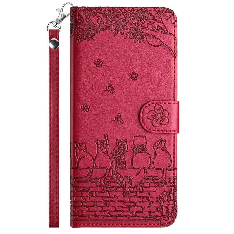 Wallet Cat Embossed Flip Over Leather Case For Xiaomi Redmi 12C 11A K60 Pro Note 12 12 Pro 12S 11S 11 Pro Plus