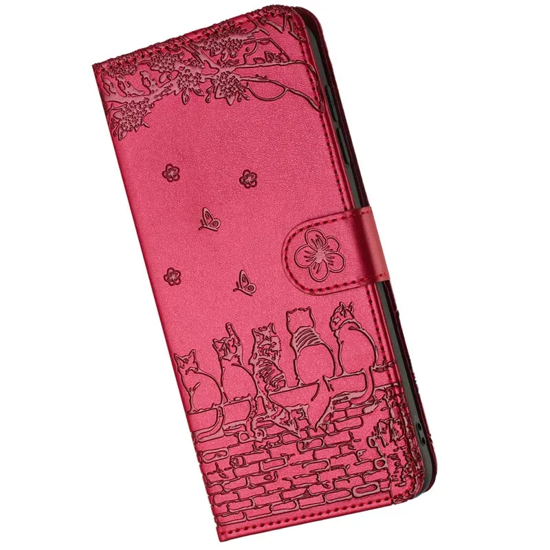 Wallet Cat Embossed Flip Over Leather Case For Xiaomi Redmi 12C 11A K60 Pro Note 12 12 Pro 12S 11S 11 Pro Plus