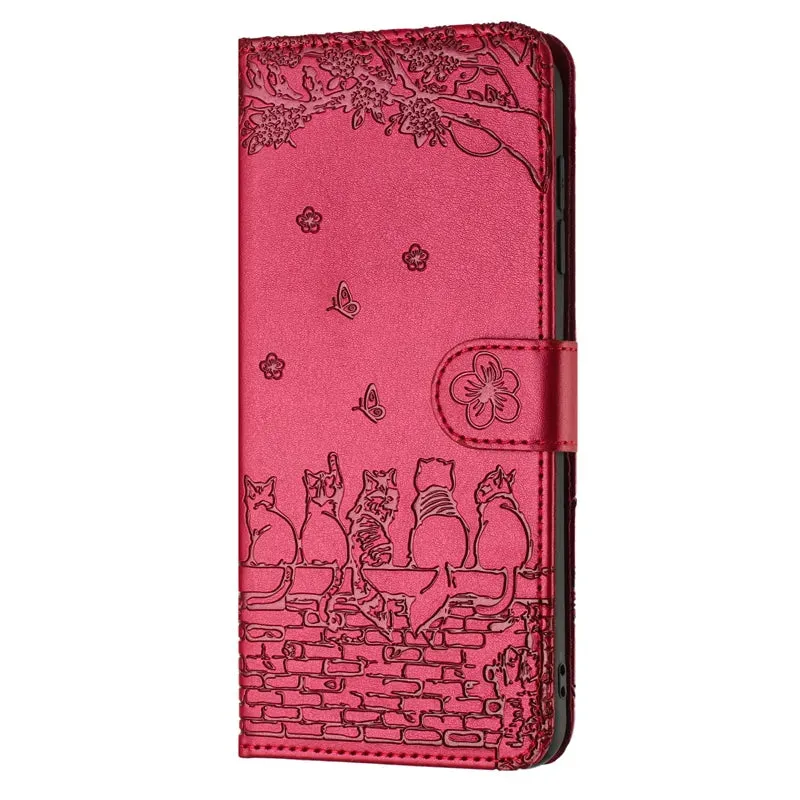 Wallet Cat Embossed Flip Over Leather Case For Xiaomi Redmi 12C 11A K60 Pro Note 12 12 Pro 12S 11S 11 Pro Plus