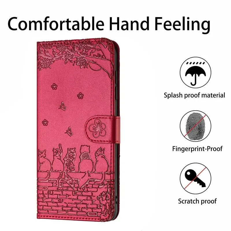 Wallet Cat Embossed Flip Over Leather Case For Xiaomi Redmi 12C 11A K60 Pro Note 12 12 Pro 12S 11S 11 Pro Plus