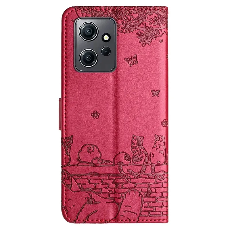 Wallet Cat Embossed Flip Over Leather Case For Xiaomi Redmi 12C 11A K60 Pro Note 12 12 Pro 12S 11S 11 Pro Plus