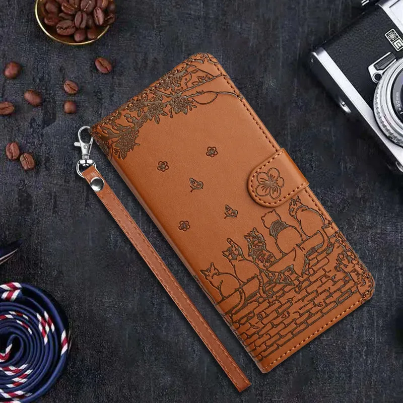 Wallet Cat Embossed Flip Over Leather Case For Xiaomi Redmi 12C 11A K60 Pro Note 12 12 Pro 12S 11S 11 Pro Plus