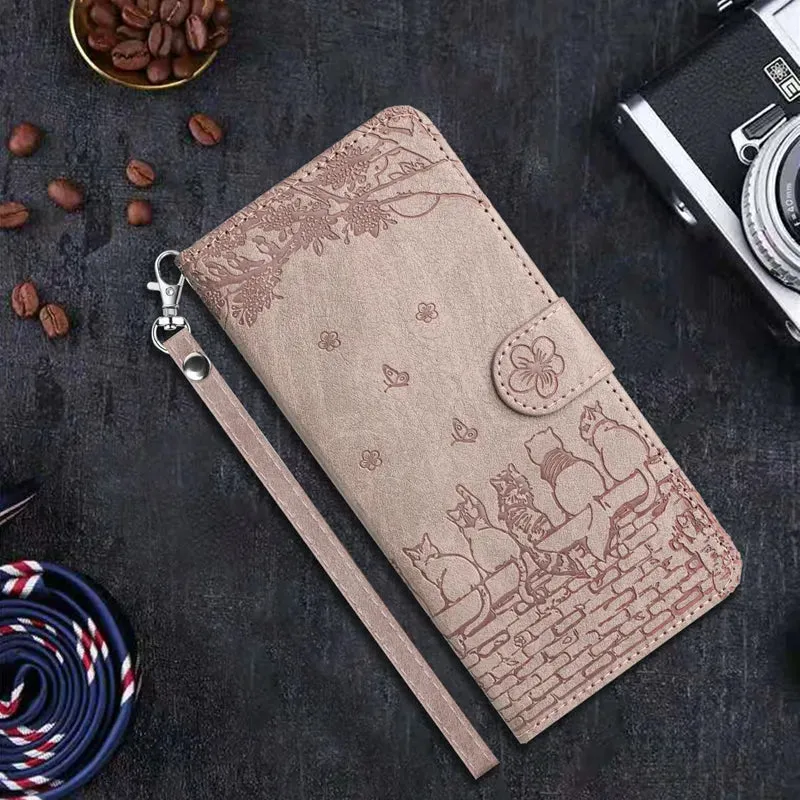 Wallet Cat Embossed Flip Over Leather Case For Xiaomi Redmi 12C 11A K60 Pro Note 12 12 Pro 12S 11S 11 Pro Plus