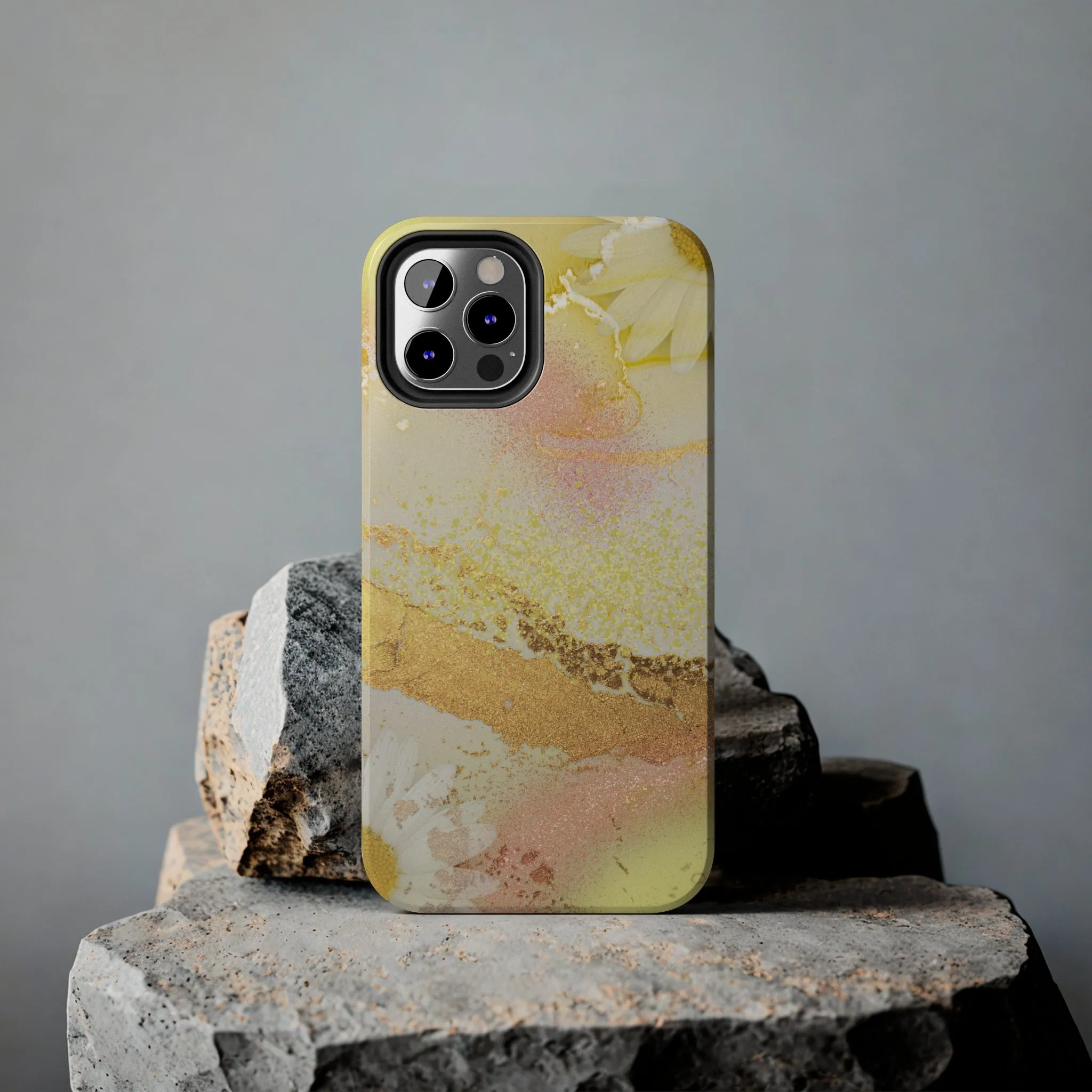 Yellow and Rose Gold Marble design Tough Phone Case compatible with a large variety of iPhone models, Gift, Phone