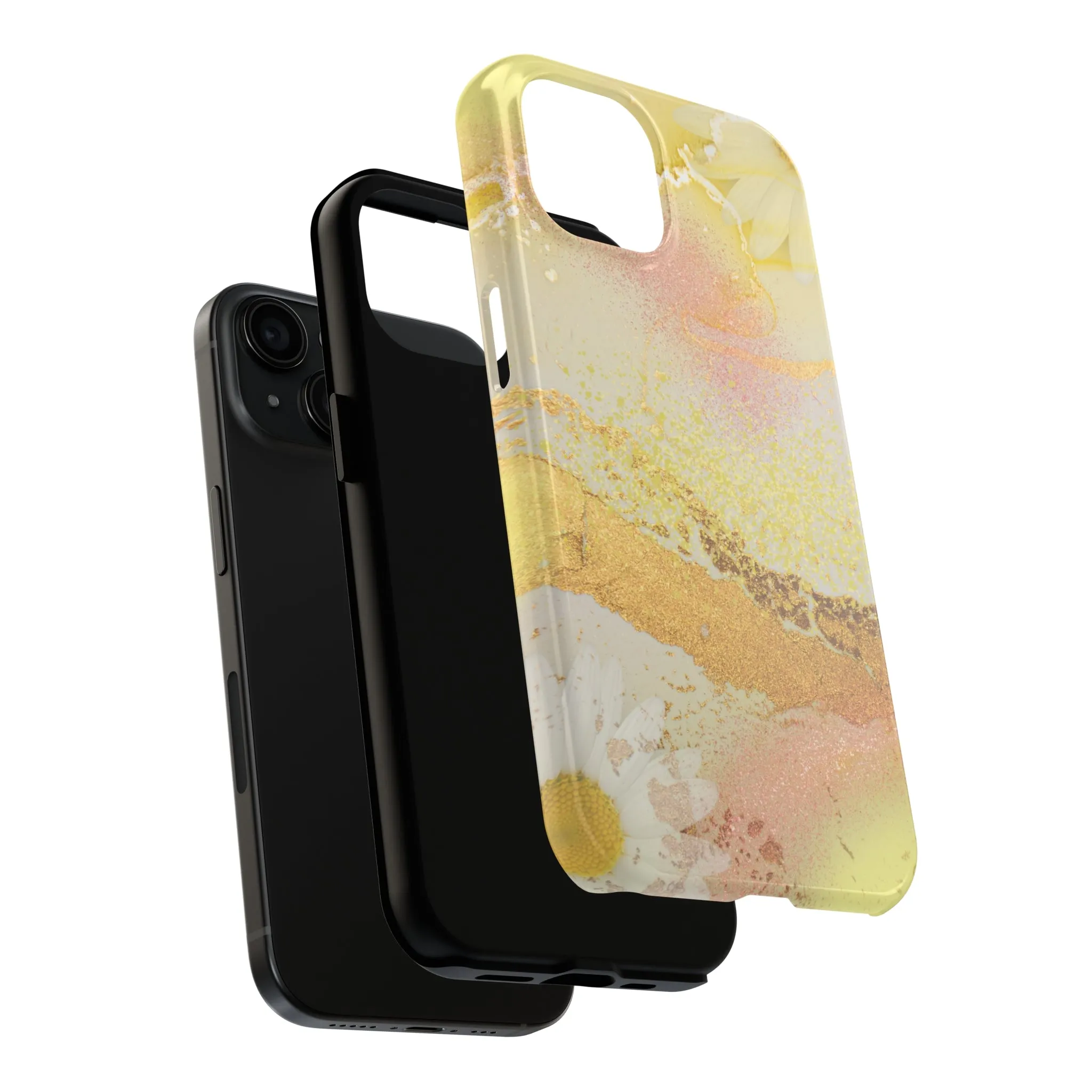 Yellow and Rose Gold Marble design Tough Phone Case compatible with a large variety of iPhone models, Gift, Phone