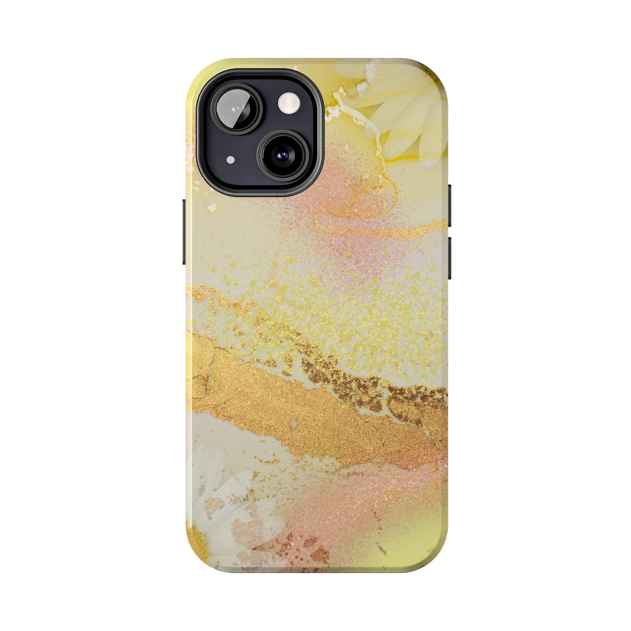 Yellow and Rose Gold Marble design Tough Phone Case compatible with a large variety of iPhone models, Gift, Phone