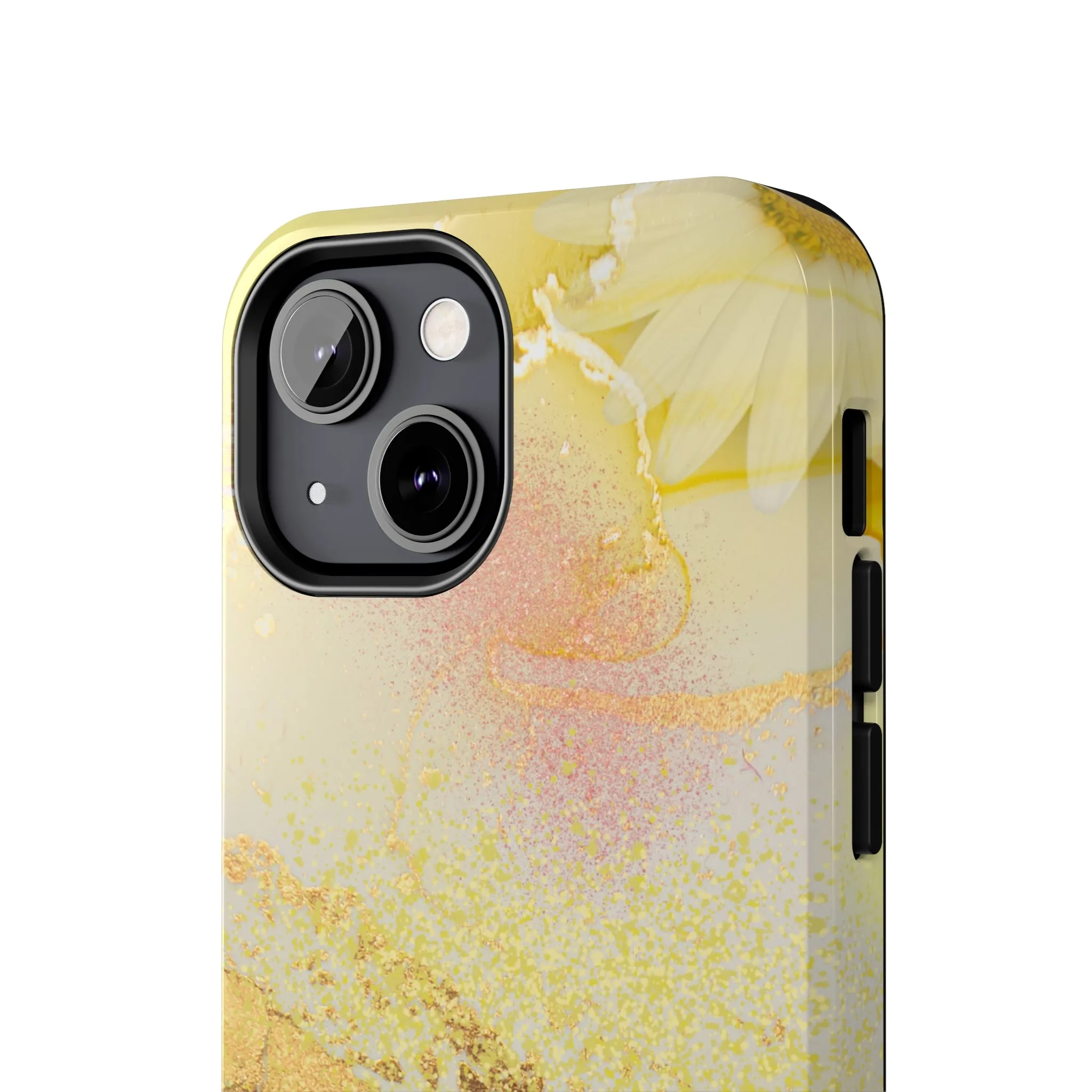 Yellow and Rose Gold Marble design Tough Phone Case compatible with a large variety of iPhone models, Gift, Phone