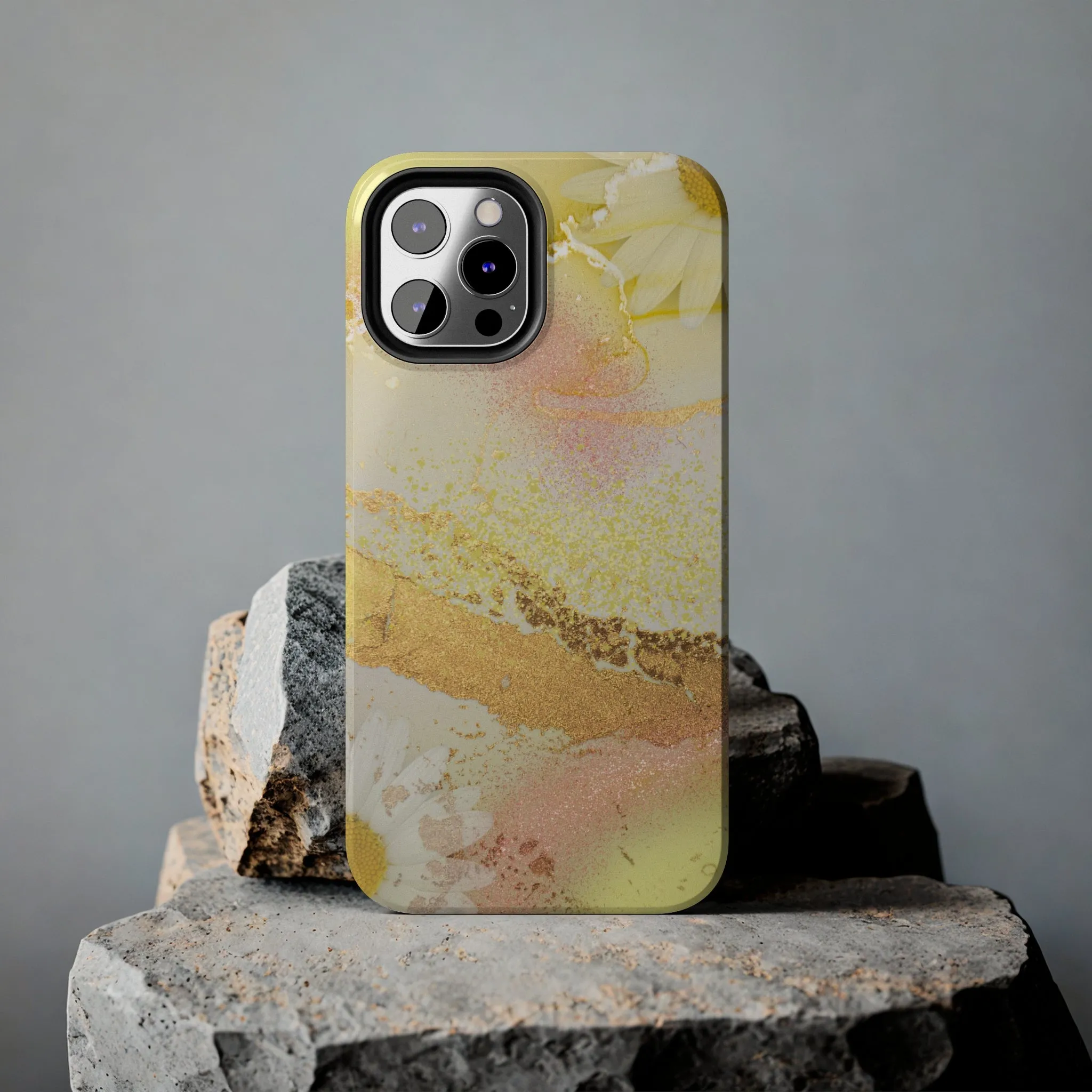 Yellow and Rose Gold Marble design Tough Phone Case compatible with a large variety of iPhone models, Gift, Phone