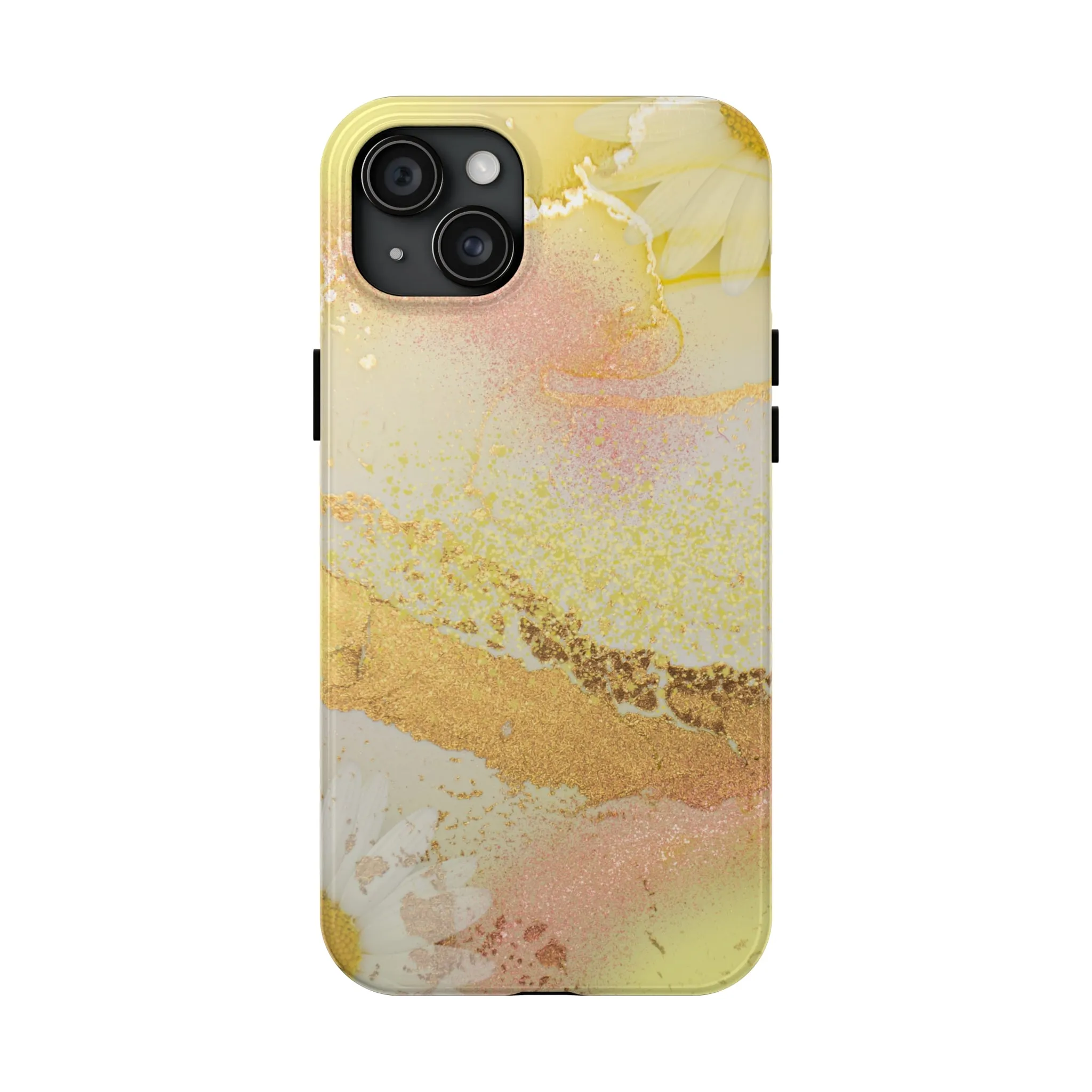 Yellow and Rose Gold Marble design Tough Phone Case compatible with a large variety of iPhone models, Gift, Phone