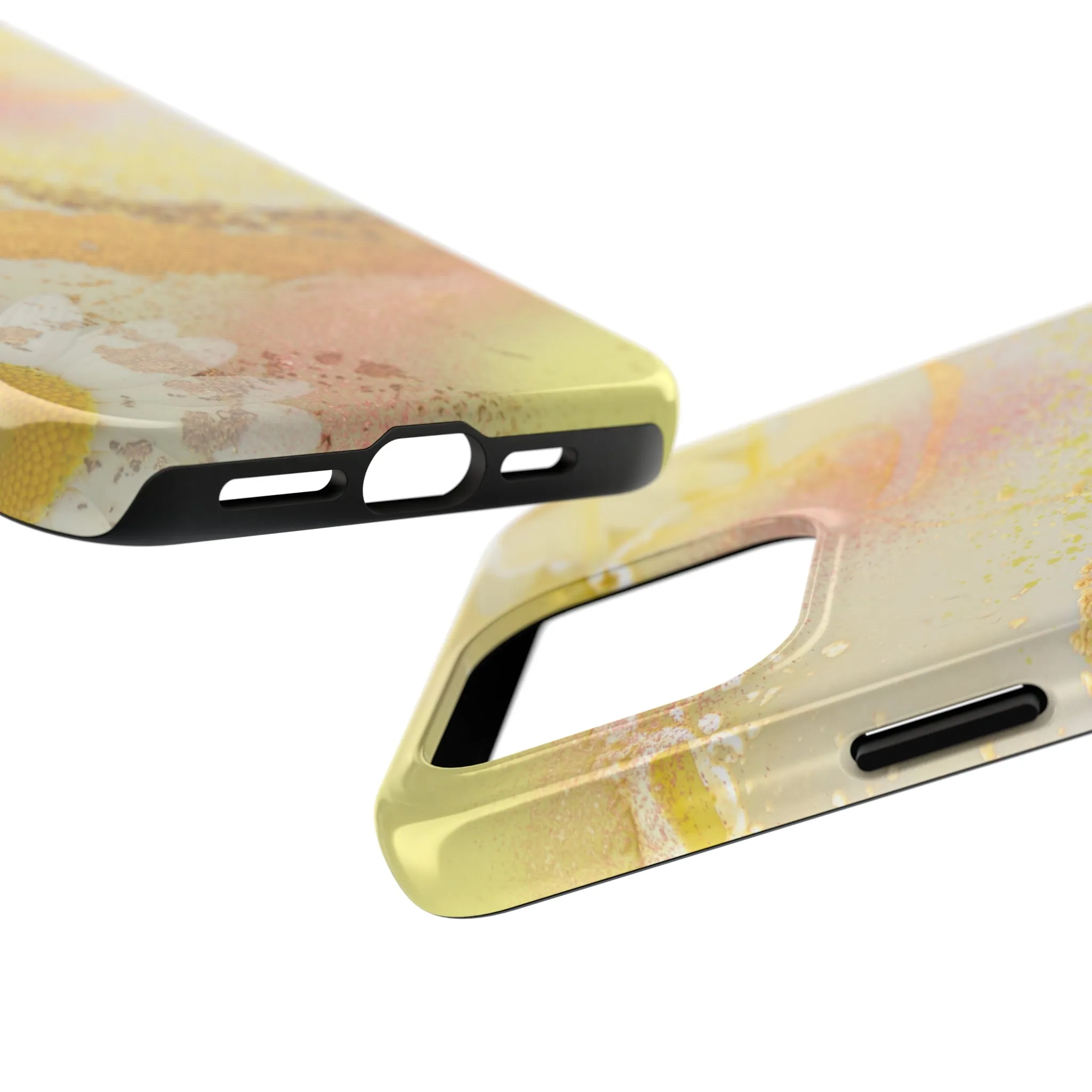 Yellow and Rose Gold Marble design Tough Phone Case compatible with a large variety of iPhone models, Gift, Phone