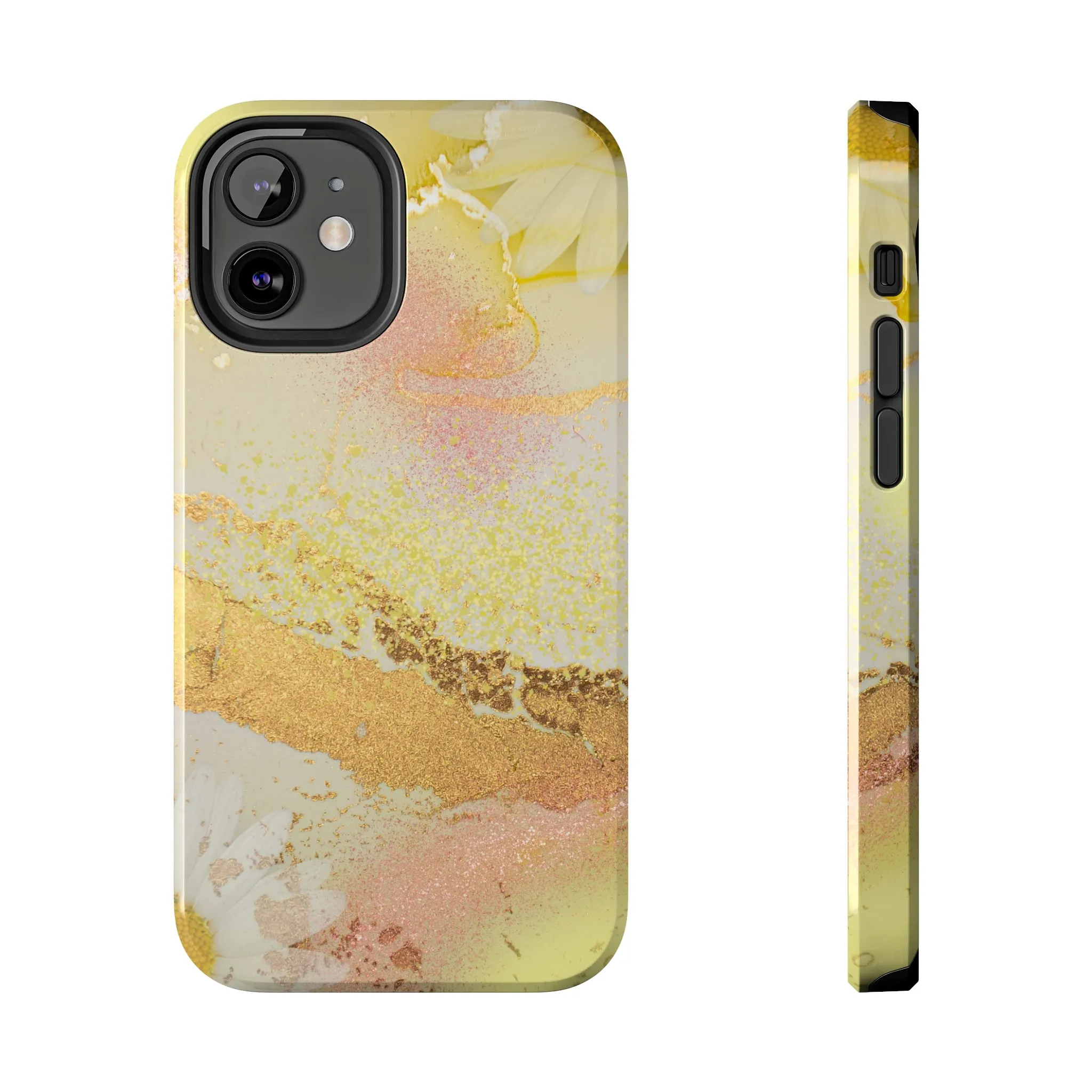 Yellow and Rose Gold Marble design Tough Phone Case compatible with a large variety of iPhone models, Gift, Phone