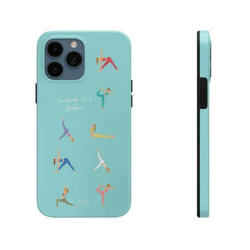 Yoga Poses Blue Tough Case for iPhone with Wireless Charging