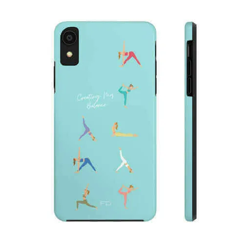 Yoga Poses Blue Tough Case for iPhone with Wireless Charging